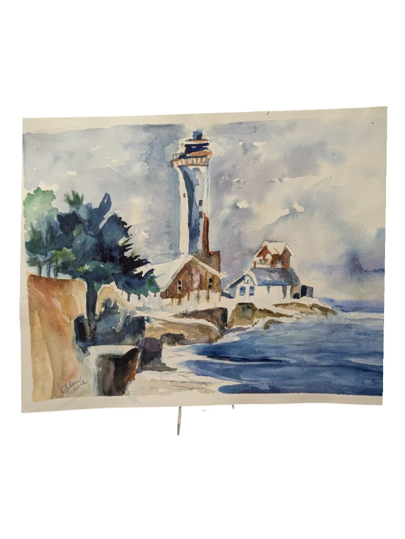 Watercolour Painting of a Lighthouse 12