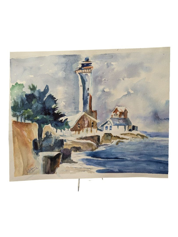 Watercolour Painting of a Lighthouse 12" x 16" (P)