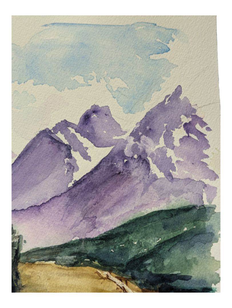 Watercolour Painting of Purple Mountains 9