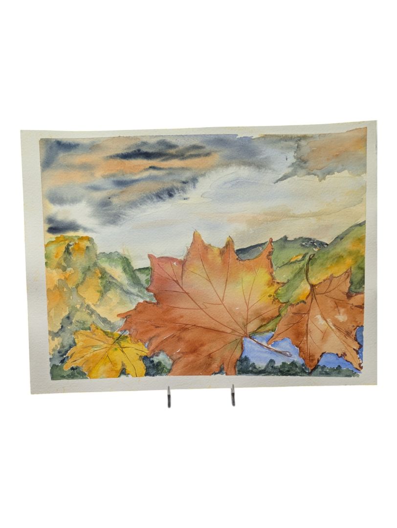 Watercolour Painting of Autumn Leaves on the Wind 9