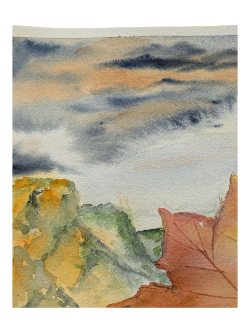 Watercolour Painting of Autumn Leaves on the Wind 9