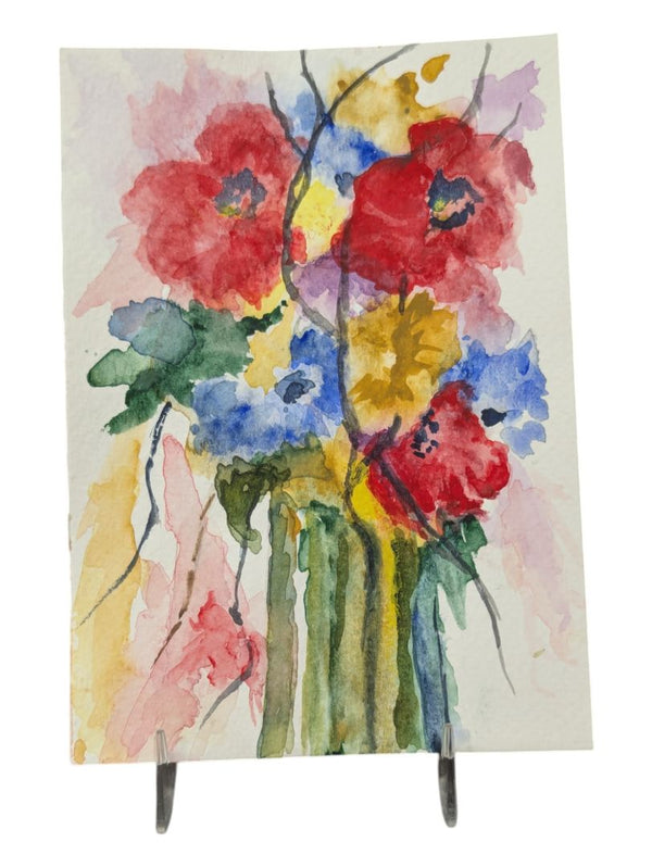 Watercolour Painting of Poppy Vase 4" x 6" (P)