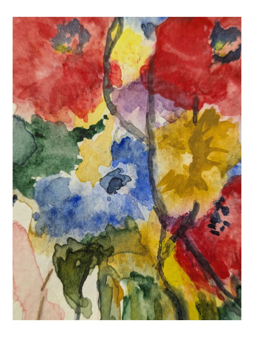 Watercolour Painting of Poppy Vase 4