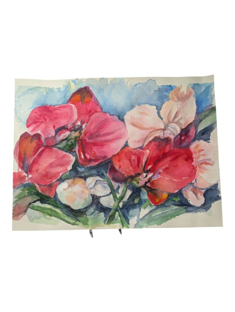 Watercolour Painting of Sweet Pea Flowers 12