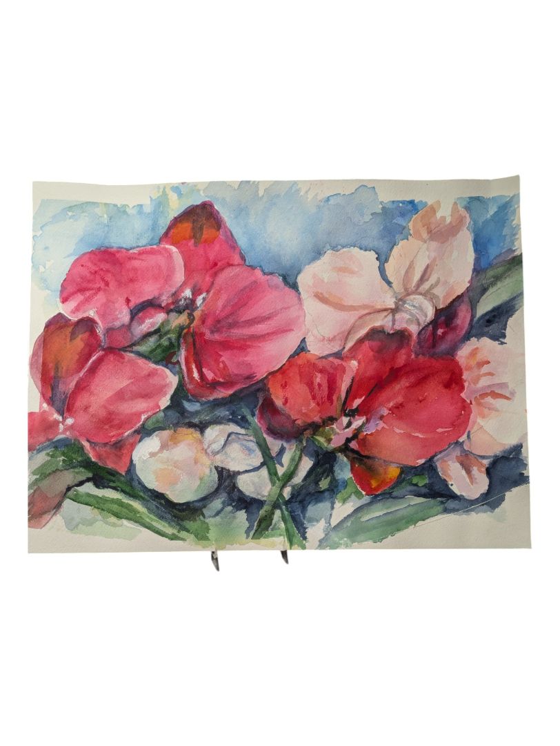 Watercolour Painting of Sweet Pea Flowers 12