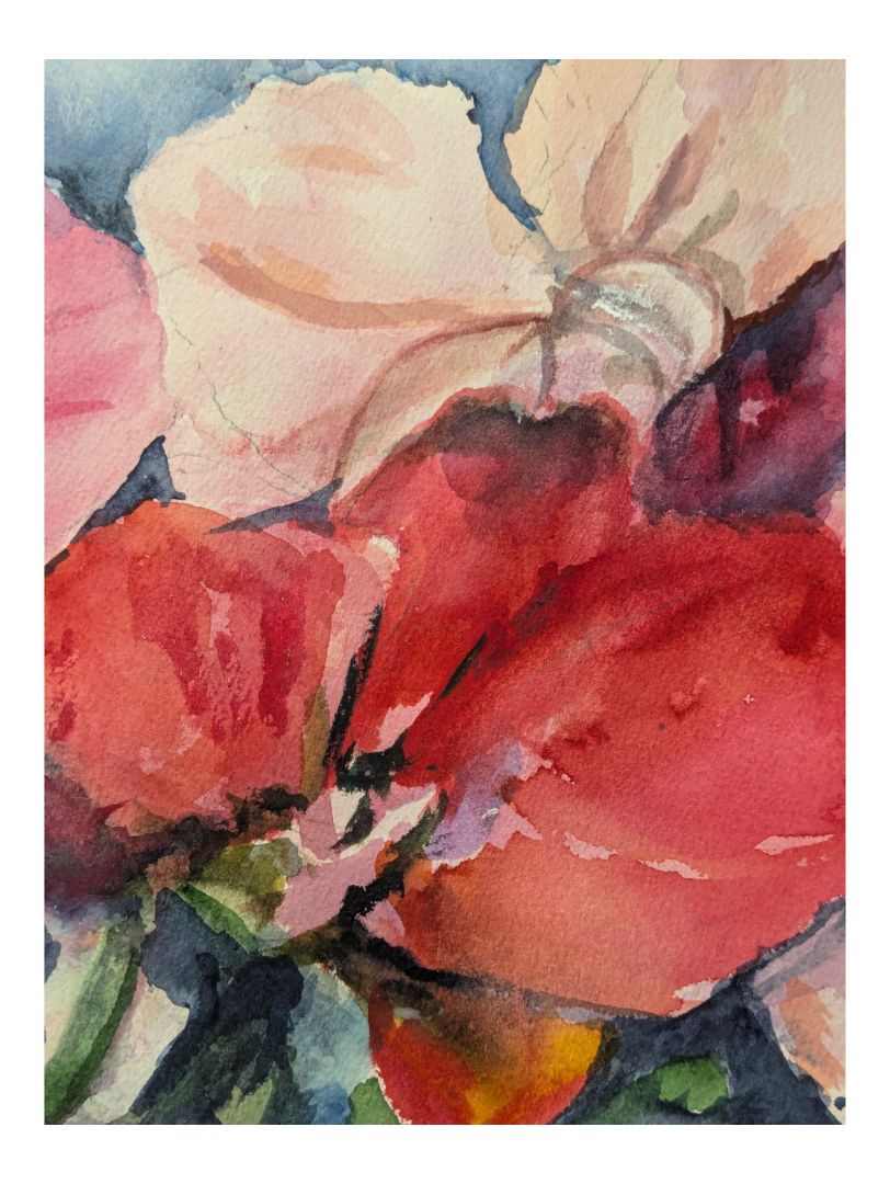 Watercolour Painting of Sweet Pea Flowers 12