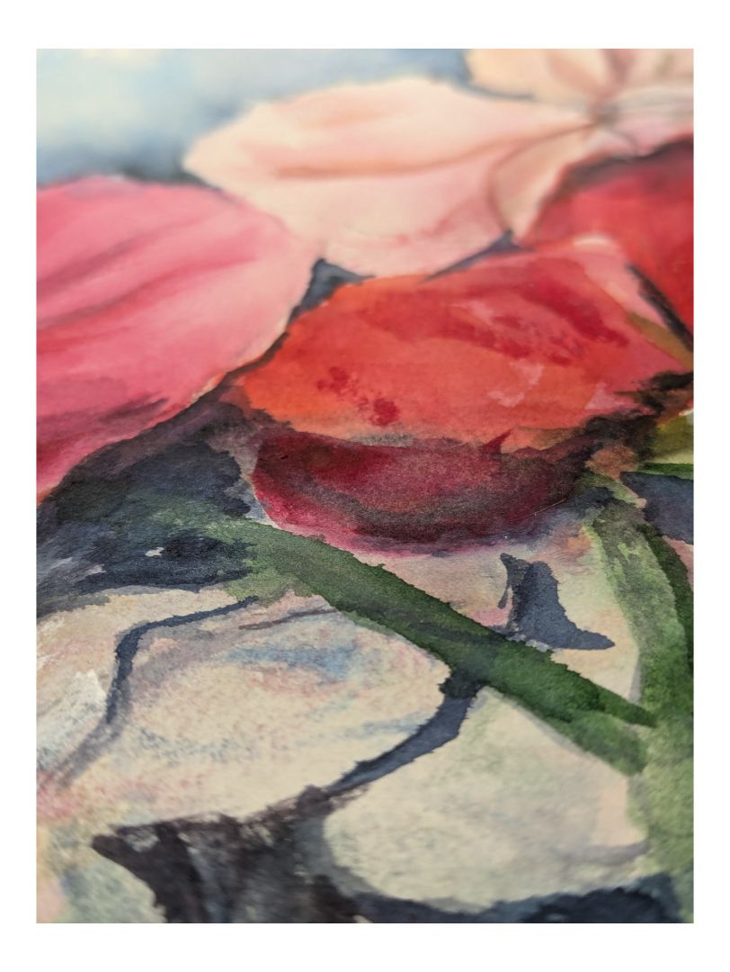 Watercolour Painting of Sweet Pea Flowers 12