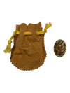 Amber-tone Brooch and Leather Bag