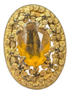 Amber-tone Brooch and Leather Bag
