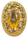 Amber-tone Brooch and Leather Bag