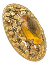 Amber-tone Brooch and Leather Bag