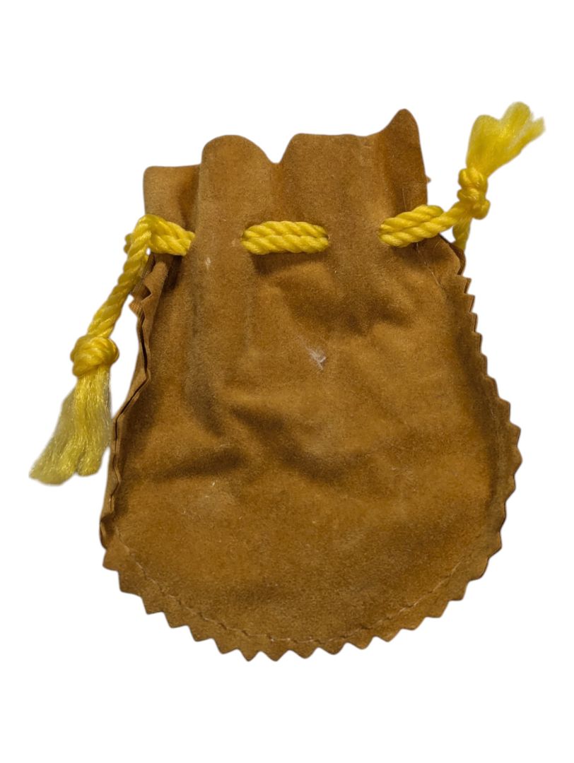 Amber-tone Brooch and Leather Bag
