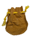 Amber-tone Brooch and Leather Bag
