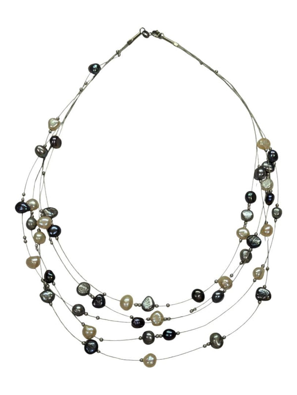 Multistrand Peacock Pearl Necklace