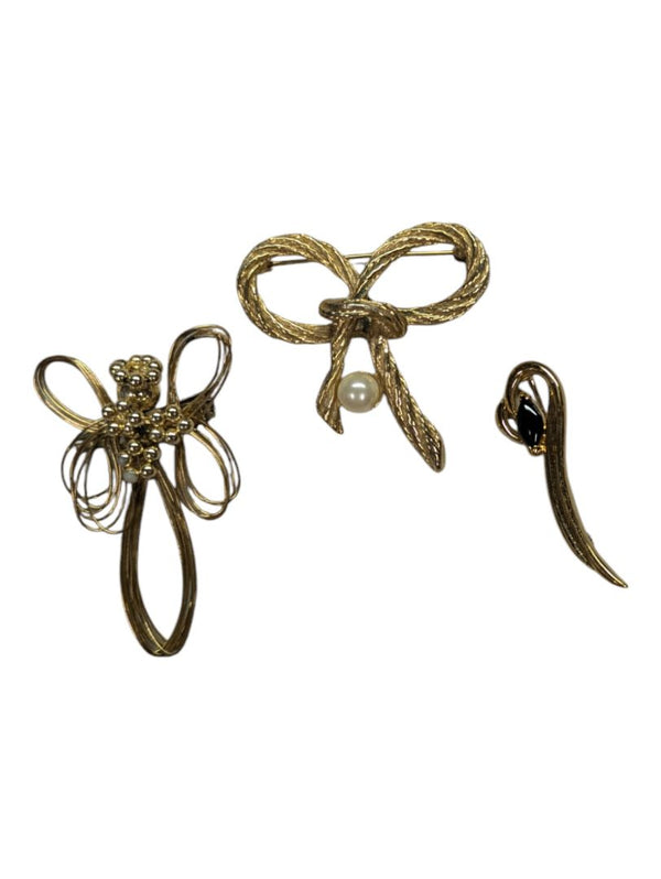 Set of 3 Gold-tone Brooches