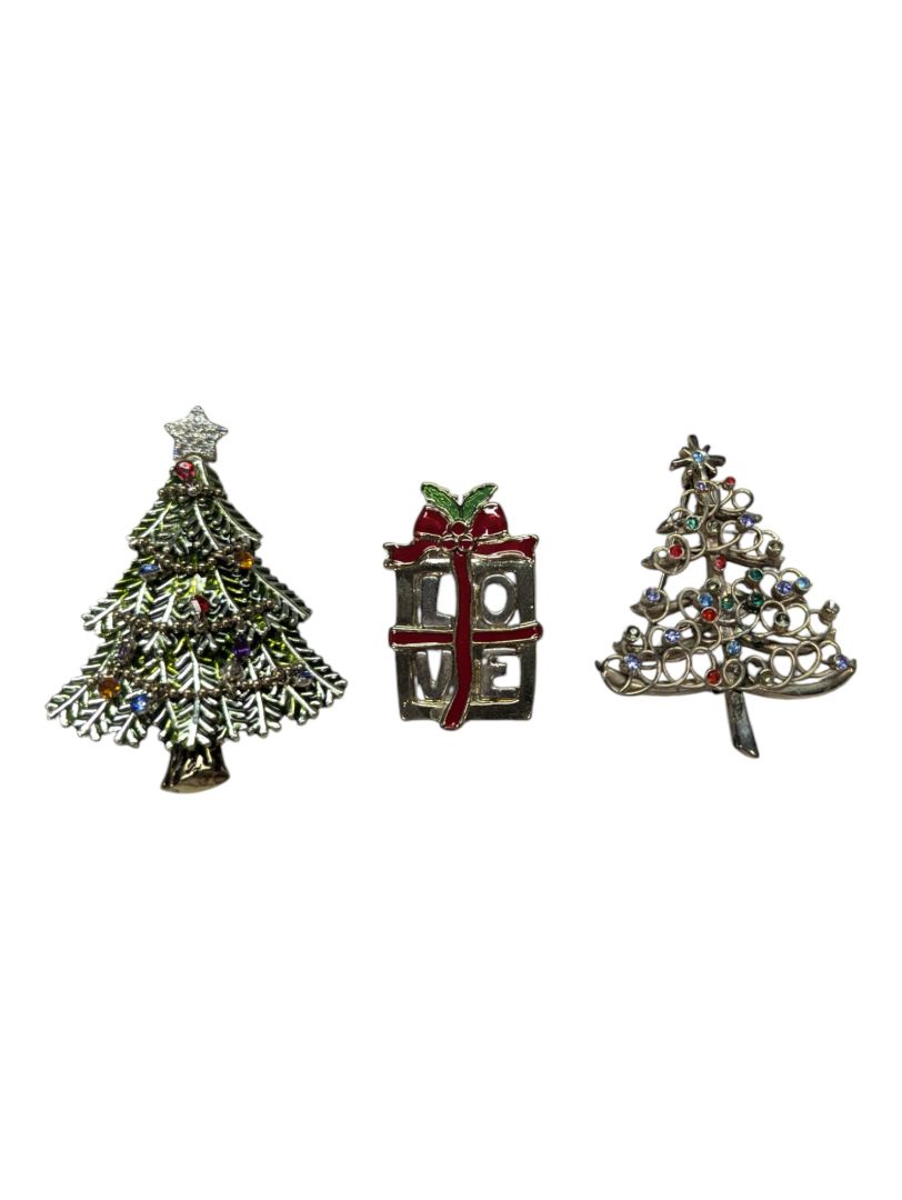 Lot of 3 Christmas Brooches
