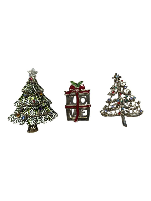 Lot of 3 Christmas Brooches