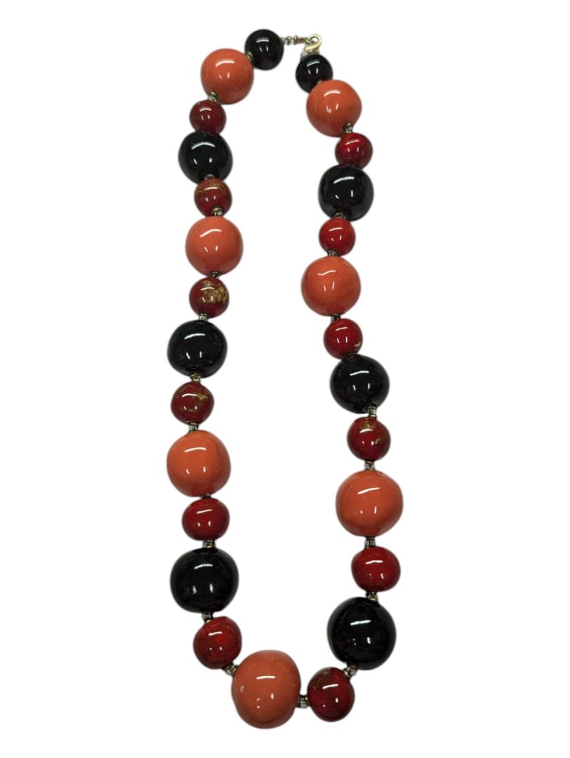 Red, Pink, and Black Acrylic Bead Necklace