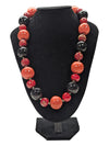 Bold Red, Orange & Black Beaded Statement Necklace