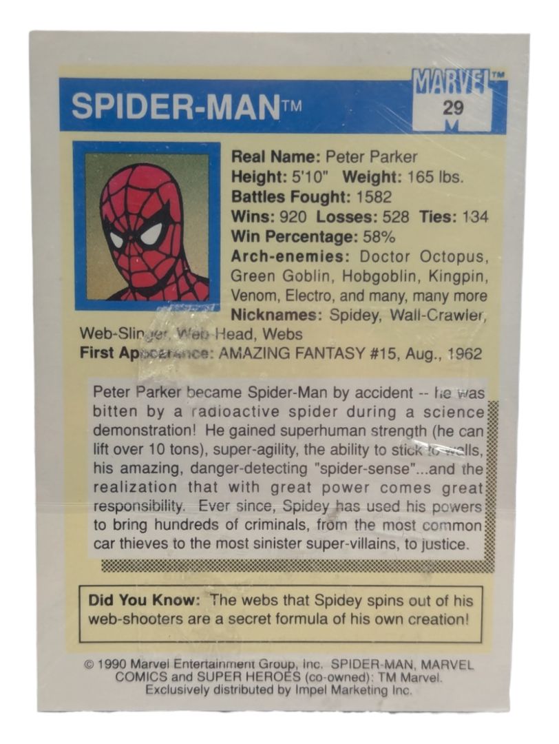 Spider-Man Marvel Comics 1990 Trading Card