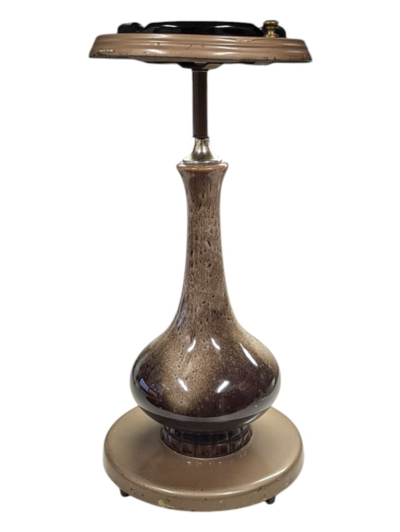 Brown Ceramic Ashtray Stand with Ashtray