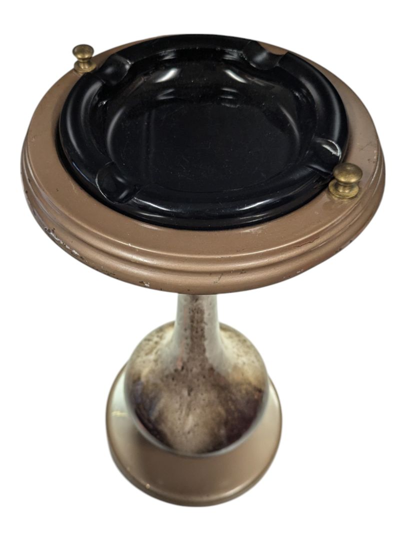 Brown Ceramic Ashtray Stand with Ashtray