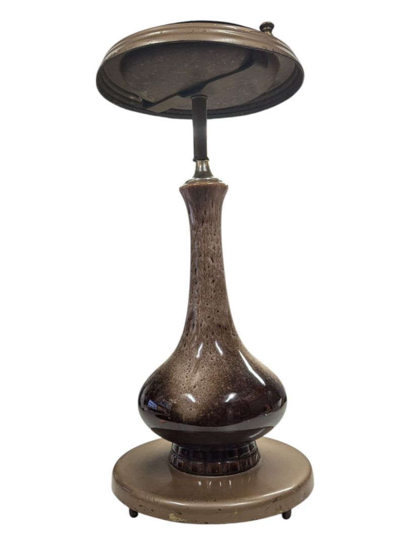Brown Ceramic Ashtray Stand with Ashtray
