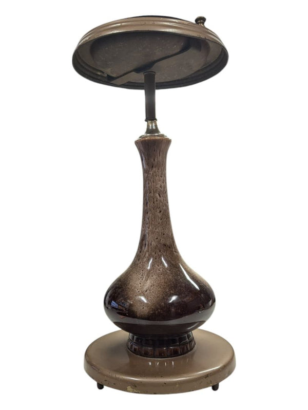Brown Ceramic Ashtray Stand with Ashtray