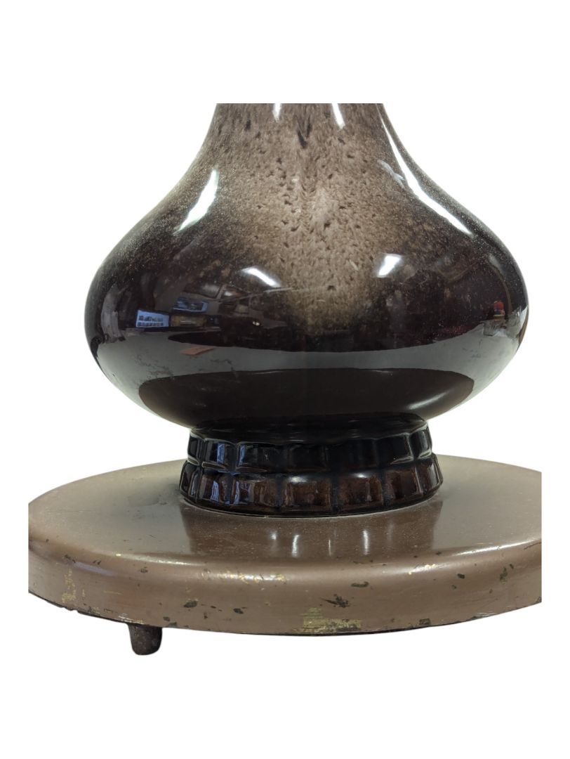 Brown Ceramic Ashtray Stand with Ashtray
