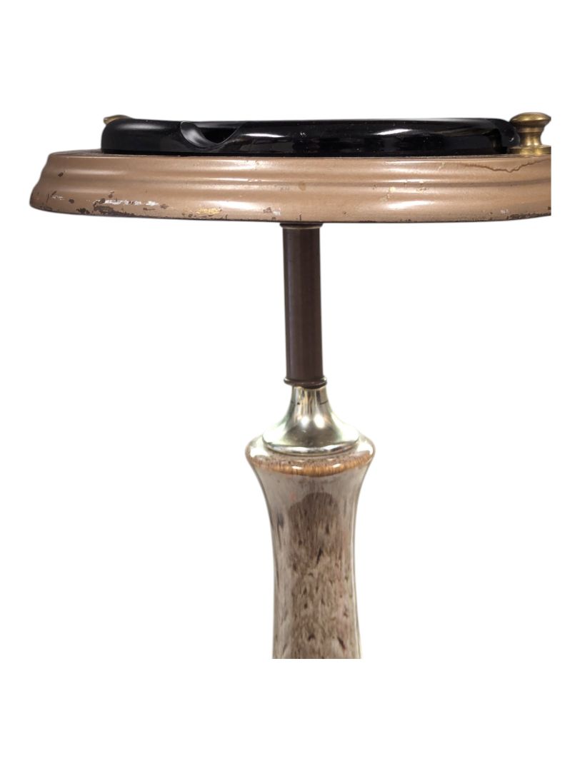Brown Ceramic Ashtray Stand with Ashtray