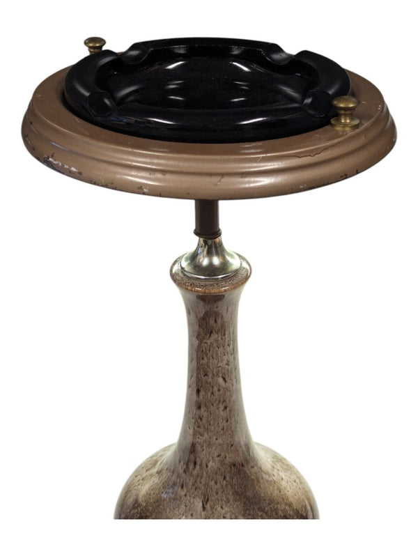 Brown Ceramic Ashtray Stand with Ashtray