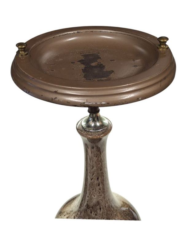 Brown Ceramic Ashtray Stand with Ashtray