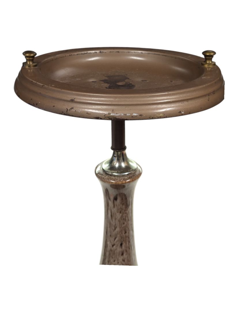 Brown Ceramic Ashtray Stand with Ashtray