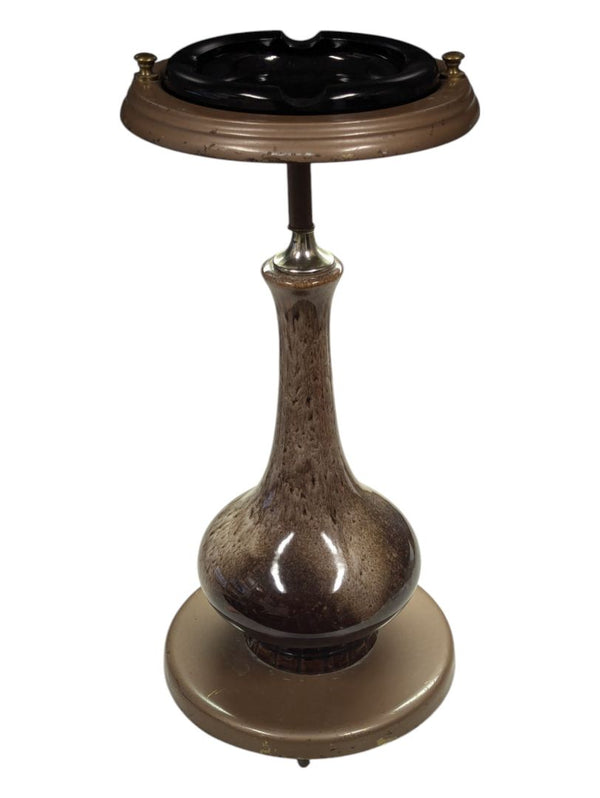 Brown Ceramic Ashtray Stand with Ashtray