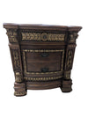 Solid Wood Nightstand with Gold-Tone Detailing