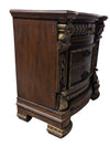 Solid Wood Nightstand with Gold-Tone Detailing