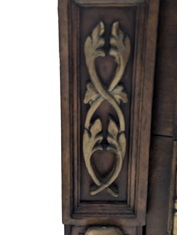 Solid Wood Nightstand with Gold-Tone Detailing