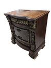 Solid Wood Nightstand with Gold-Tone Detailing