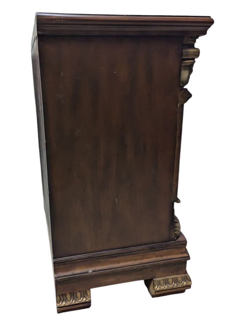 Solid Wood Nightstand with Gold-Tone Detailing
