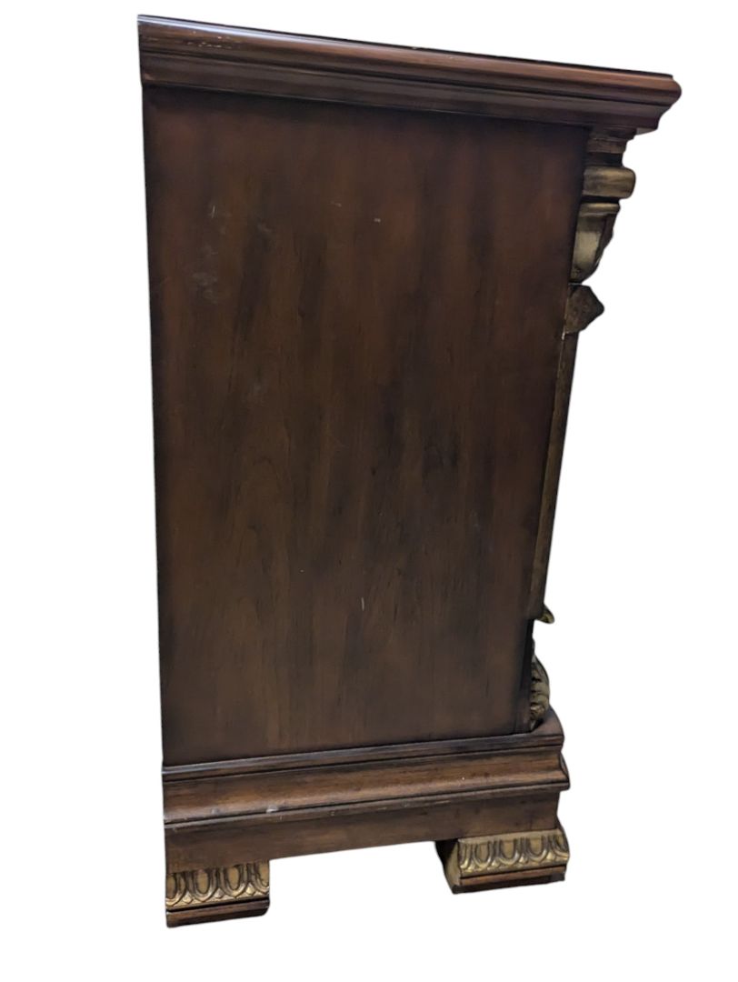 Solid Wood Nightstand with Gold-Tone Detailing