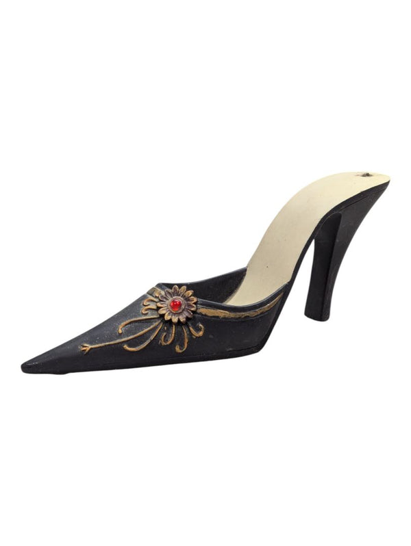 Mini Ceramic Shoe -Black with Pointed Toe