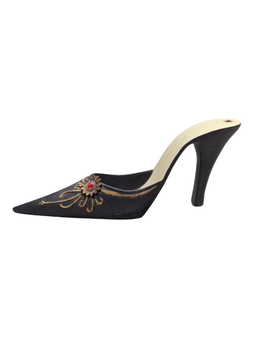Mini Ceramic Shoe -Black with Pointed Toe