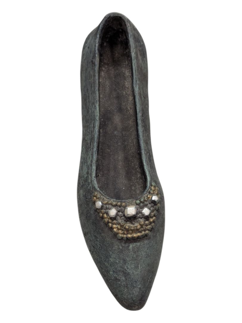 Mini Ceramic Shoe- Stone Blue with Gems
