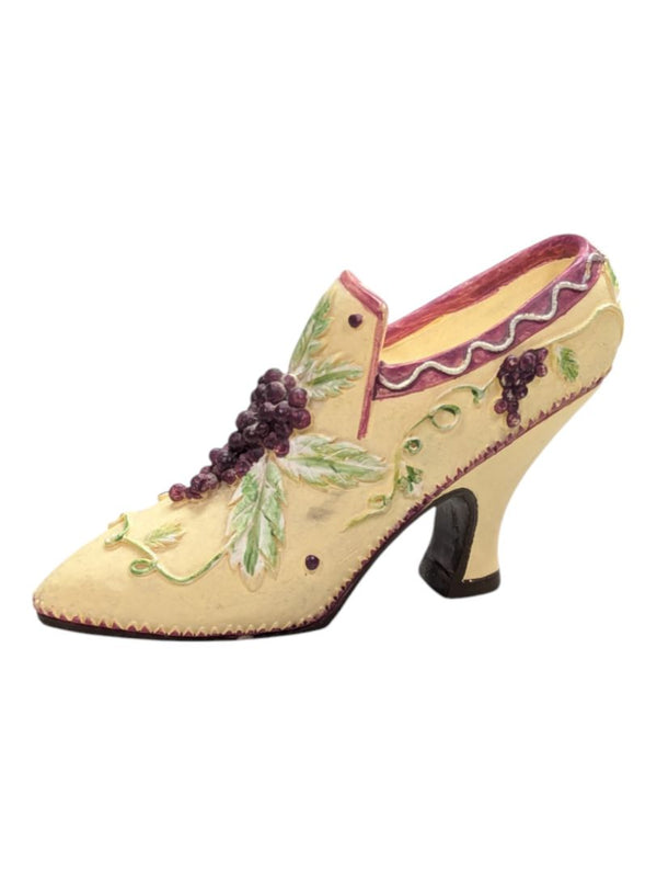 Mini Ceramic Shoe- Cream Shoes with Grapes