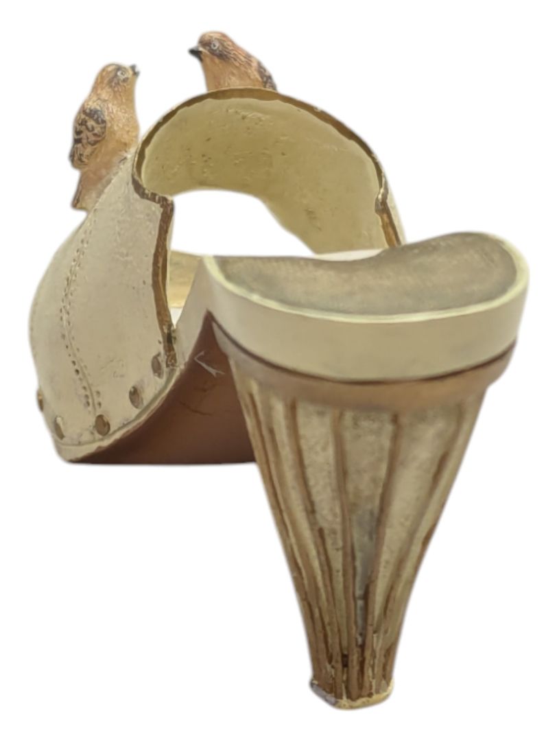 Mini Ceramic Shoe- Cream with Birds