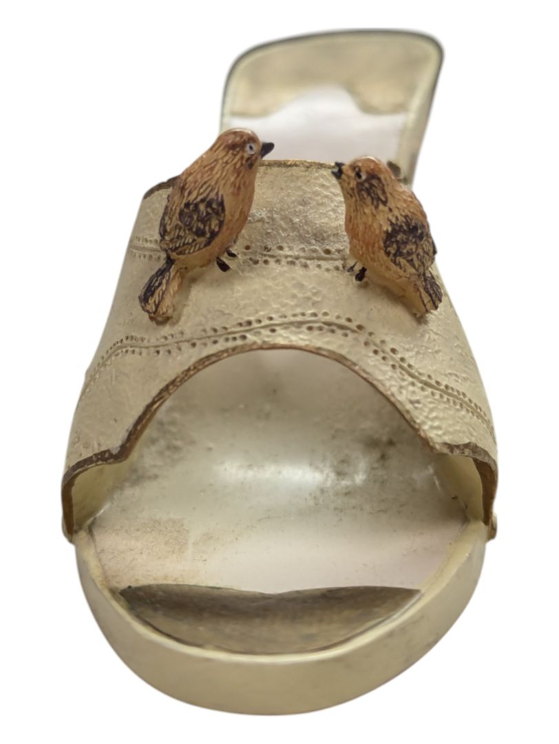Mini Ceramic Shoe- Cream with Birds
