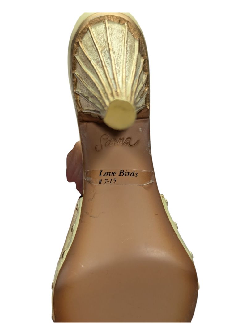Mini Ceramic Shoe- Cream with Birds