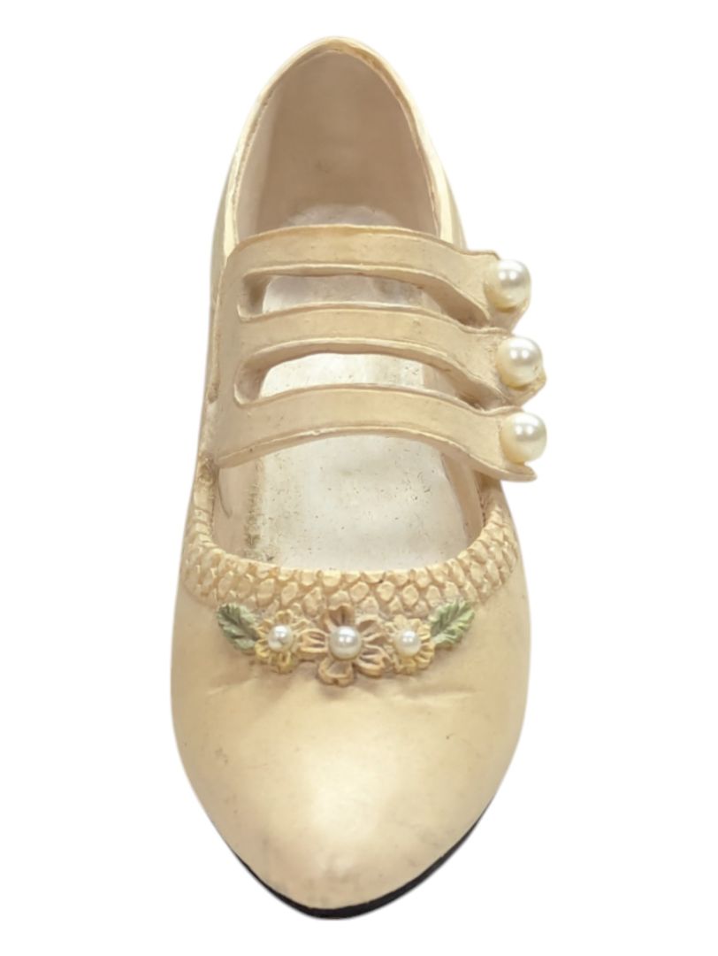 Mini Ceramic Shoe- Cream with Straps
