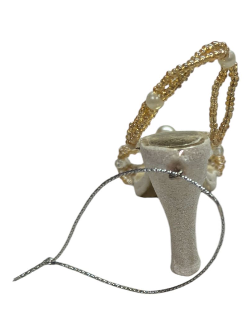 Mini Ceramic Shoe- Sparkely with pearl straps