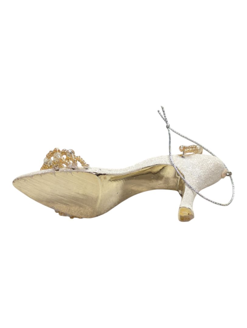 Mini Ceramic Shoe- Sparkely with pearl straps